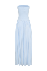 Maureen Cotton Shirring Maxi Dress - Powder Blue